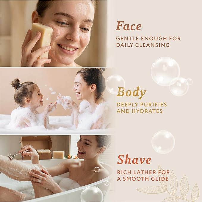 Mary Case Goat Milk & Shea Butter Bar Soap Set of 8 | Natural Soap with Olive & Coconut Oils | Fragrance-Free Bath Soap for Men & Women | Deep Nourishing & Soothing Sensitive Skin