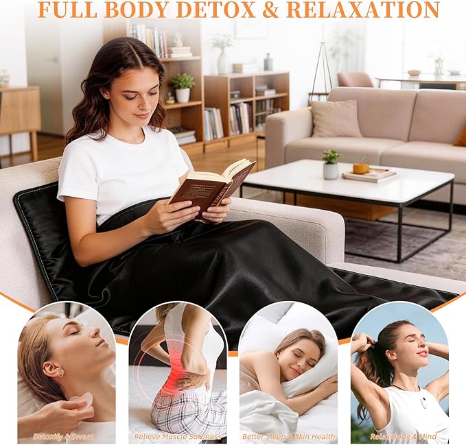 Portable Infrared Sauna Blanket, Sauna Bag for Home Use Weight Loss and Detox, Temperature Range 86-158℉, 1-99 Min Timer, Waterproof & Foldable, Detox & Relaxation at Home