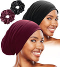 Sleep Cap Bonnet for Sleeping Black Women, Adjustable Cooling Ice Silk Lined Bonnet for Curly Braids Hair Cover Beanie Hat