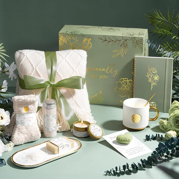 Self Care Gifts for Women Get Well Soon Gift Baskets, Mothers Day Birthday Gifts for Women Spa Care Package, Sympathy Inspirational Thinking of You Gift Set for Mom Her Wife Girlfriend Sister Friend