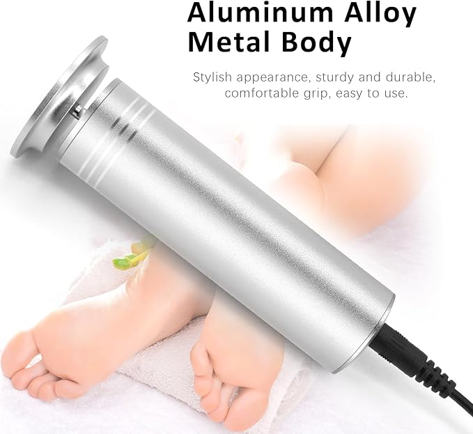 Upgraded Electric Foot Callus Remover 1200rpm, Professional Electric Pedicure Tools Foot Filer Sander for Dead Skin Cracked Heels, Adjustable Speed, 60 Replaceable Sandpaper Discs, FCR-2 Silver