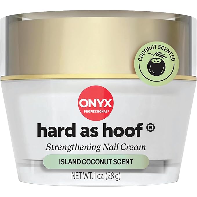 Onyx Professional Hard as Hoof Nail Strengthening Cream, Island Coconut Scent - Nail Growth and Conditioning Cuticle Cream Stops Splits, Chips, Cracks & Strengthens Nails, 1 oz