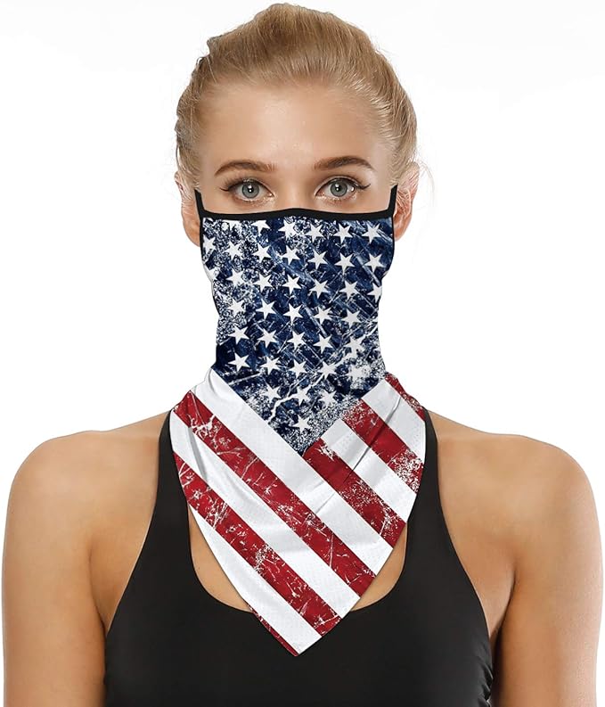 YAYOUREL Neck Gaiter Face Mask Bandanas for Men Women UV Face Scarf Cover Ear Loop Hole Facemask for Fishing Running Cycling