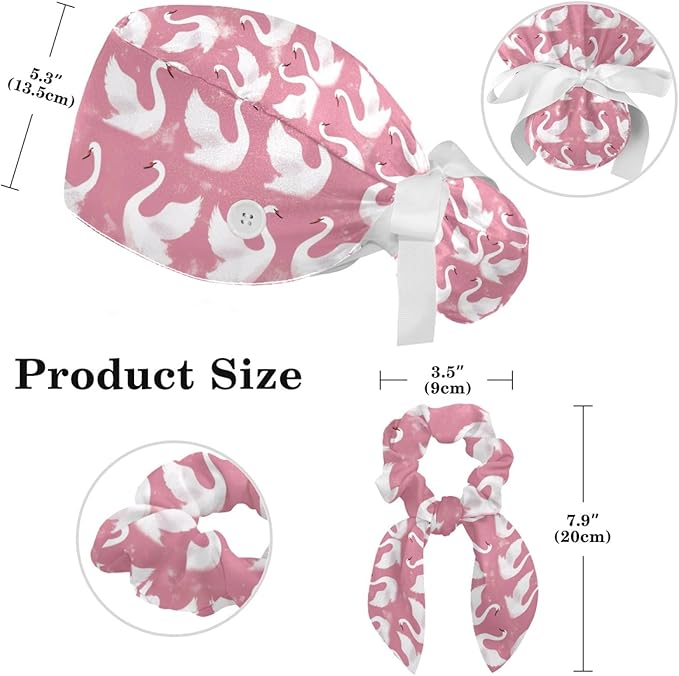 Scrub Cap with Hair Scrunchy, Ponytail Holder Surgical Cap