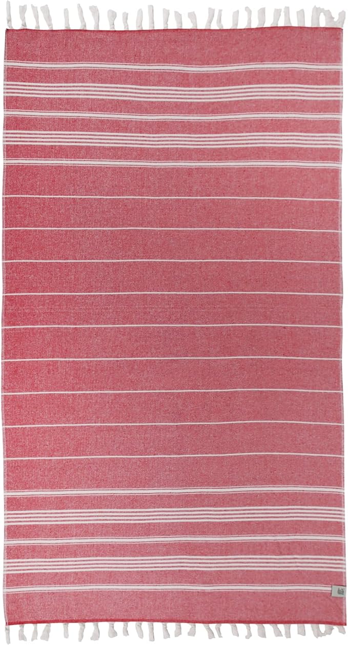 Beach Towel | Cotton Beach Towels, Easy to Carry, Sand Free, Highly Absorbent, Quick Dry, Turkish Towels for Travel Camping Bath Sauna Beach Gym Fitness Pool Yoga SPA by Lahammam, Asena, Red