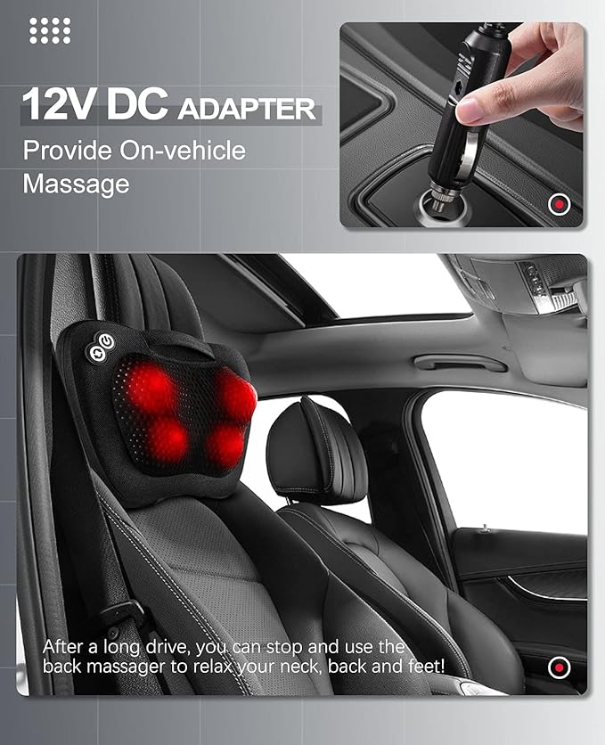 VIKTOR JURGEN Back Massager Neck Massager with Heat, Massage Pillow Gifts for Mothers Day & Fathers Day, Electric Shiatsu Shoulder Massager, Deep Kneading Massager for Back Pain, Neck Pain
