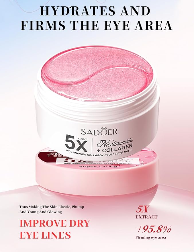 Under Eye Patches for Dark Circles - 80 PCS Eye Mask with Niacinamide, Collagen & Natural Extracts to Reduce Bags, Wrinkles, Fine Lines & Puffiness for Firmer, Elastic, Glowing Skin.
