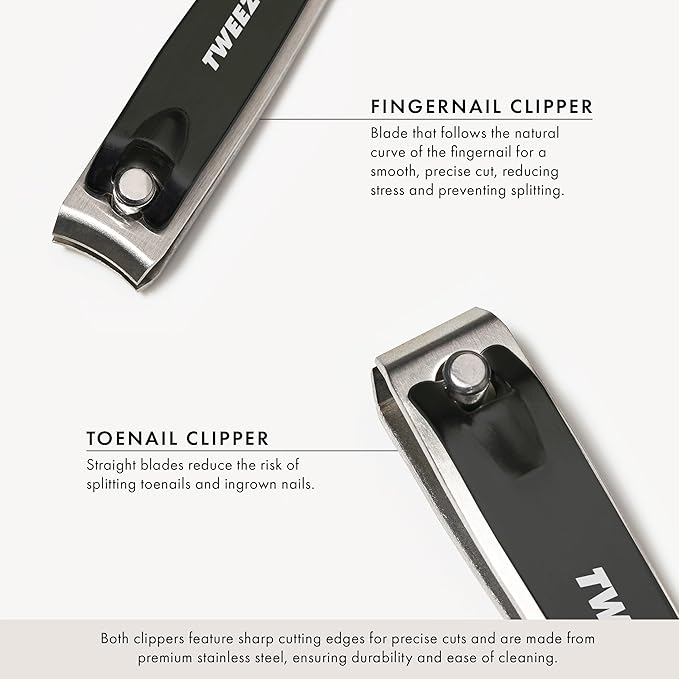Tweezerman Stainless Steel Combo Set with Fingernail and Toenail Clippers