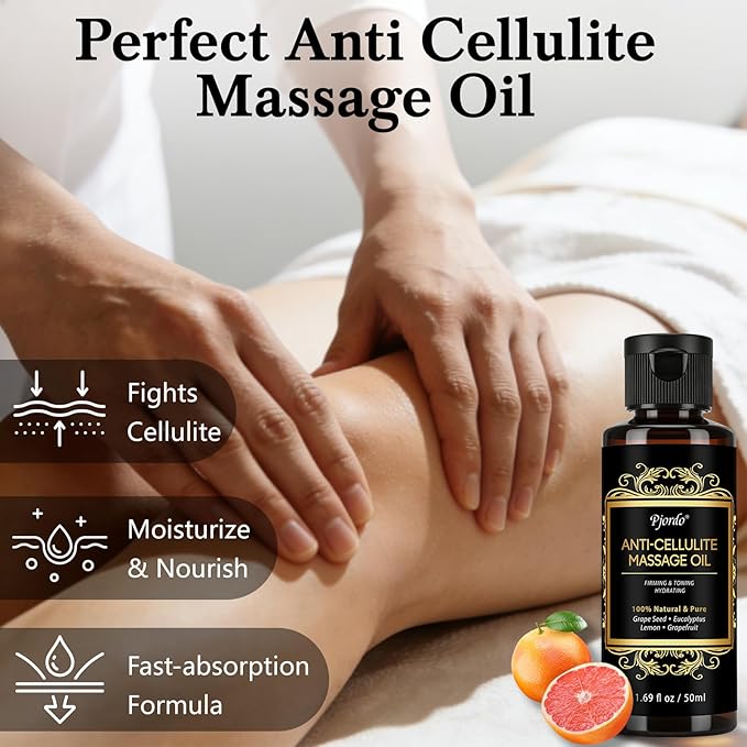 Pjordo 5 Pack Massage Oil for Massage Therapy, Lavender, Vanilla, Sore Muscle, Syringa & Anti Cellulite Massage Oil Kit for Relaxing Muscle & Soothing The Body, Mothers Day Gifts for Women