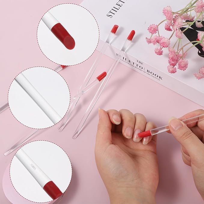 4 Pcs Rubber Tipped Cuticle Pusher, Dual-Ended Tipped Nail Art Tool, Red Hard Manicure Sticks, Nails Cleaner Tool, Remover Tools for Nail Care Polishing
