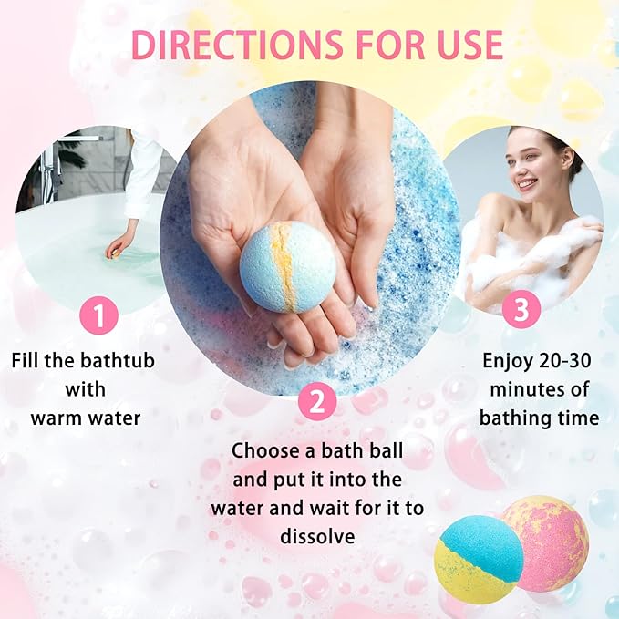 Bath Bombs Salt Balls,18 Natural Handmade Bath Bomb Kit,Organic Bathbombs with Rosemary Lemon Rose,Perfect for Bubble Spa Bath,Birthday Gifts for Boys, Girls