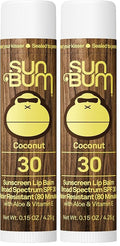 Sun Bum SPF 30 Sunscreen Coconut Lip Balm - Moisturizing Aloe Vera and Vitamin E - Vegan and Cruelty Free - Broad Spectrum UVA/UVB Lip Protection - 0.15 oz Stick,(Pack of 2)