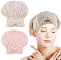 AEVBSOY 2 Pack Microfiber Hair Drying Caps Hair Drying Towel Super Absorbent Hair Towel Wrap Fast Drying Hair Turban Wrap Towels Soft Quick Drying Hat for Women Long Curly Wet Hair for Shower Spa