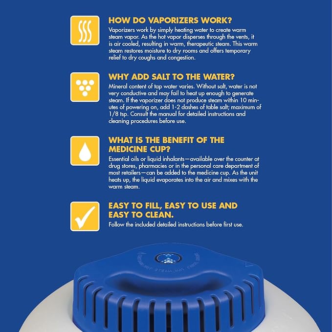 TheraCare Warm Steam Vaporizer | for Small Size Rooms | No Filter Required | Cold and Congestion Relief | Natural, Safe, Effective | Whole Family Comfort