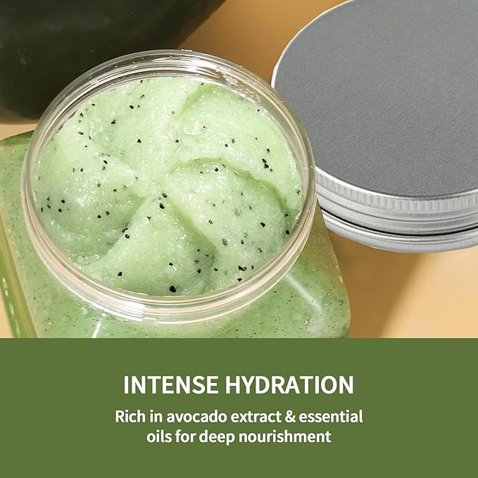 Avocado Body Scrub &Avocado Face & Body ScrubMoisturizing and Exfoliating Body, Face, Hand, Foot Scrub,Deep Cleansing 350ml