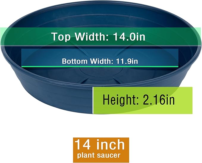 LWALRS Plant Saucer 14 Inch 2 Pack 6 8 10 12 14 16 18 20 25, Plastic Plant Trays for Pots，Extra-Deep Plant Water Dray Tray, Bird Bath Bowl, Heavy Flower Plant Saucers Indoors and Outdoor No Holes