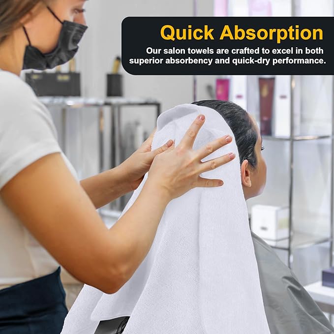 UNIMADE Salon Towels 2 Pack, Super Soft Microfiber Hand Towel, Highly Absorbent Hair-Drying Cloth for Gym, Bath, Spa Use and Home Beauty Care - White (16x29 inch)