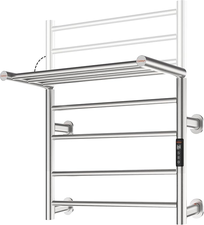 Foldable Heated Towel Rack, Smart Dual-Zone App & Voice Control Electric Towel Warmer Rack, GFCI Plug-in/Hardwired, Wall-Mounted, Drill-Free Install, Brushed, CA3-700X550-Pro-S