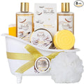 Mothers Day Gifts for Women and Men - 8-Piece Bath Kit Coconut Vanilla Bath & Body Gift Set for Women Self Care Spa Gift Baskets | Perfect Gifts for Mom, Birthday Gift, All Occasion Holiday Present