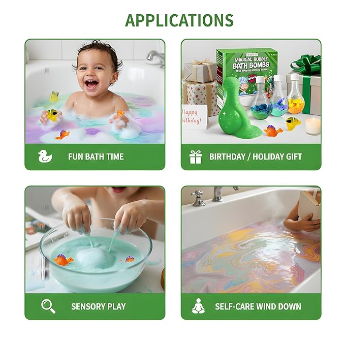 Bath Bombs for Boys with Mini Toy Ducks Inside – Kids Bath Bombs Powder - Bubble Bath for Kids – Bathtime Experiment Kit Mix - Blast of Foam & Colour Surprise – Gift Set of 4