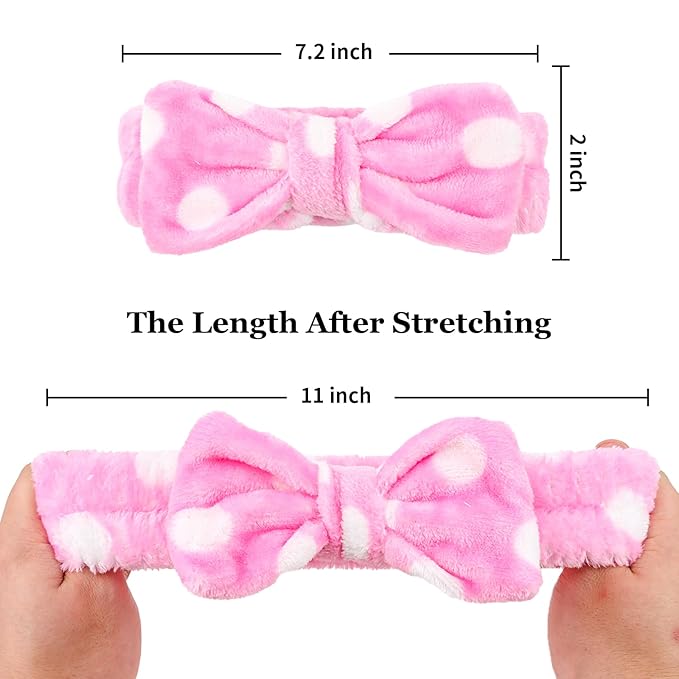 Casoty 10 Pcs Spa Headbands, Makeup Headband for Washing Face, Soft Coral Fleece Headbands for Skincare, Bow Headband for Face Washing Shower Skin Care Yoga