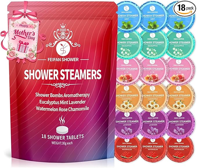 Shower Steamers Aromatherapy 18 Pack, Basket Set for Mothers Day Gifts for Mom Wife Women, Shower Bombs Natural Organic Essential Oil, Teacher Appreciation Gifts, Relaxation & Self Care Home SPA