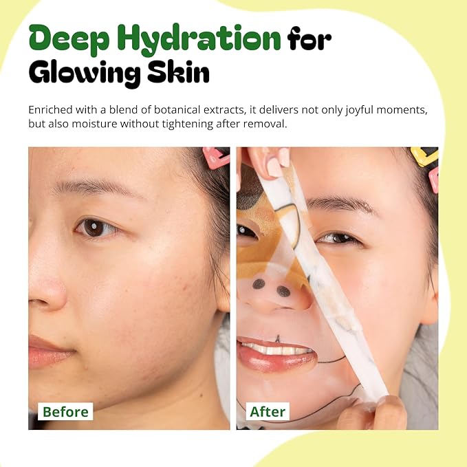 Epielle Character Face Mask Wild Kingdom 6 Pack, Fun & Effective Korean Skin Care, Spa Party Favors, Mothers Day Gifts, Birthday Gifts for Women, Self Care Gifts