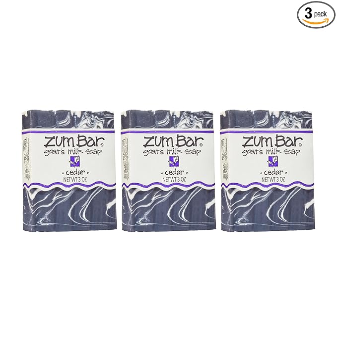 Zum Indigo Wild Goat's Milk Soap Bar - Bar Soap for Hands & Body Made with Essential Oils - 3 oz - Cedar (3 Pack)