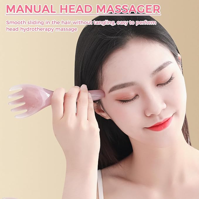 2Pcs Pink Head Massager Scalp Tool, Gua Sha Scalp Massager & Comb for Hair Growth, Relaxation and Stress Relief, Perfect Mother's Day Gifts for Women