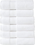 Modern Threads Hotel Collection 6-Pack 100% Ring Spun Cotton, Highly Absorbent Quick Drying Bath Towel Set, White, 24x48
