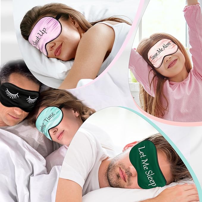 8 Pieces Funny Sleep Mask Silk Eye Mask with Adjustable Strap Soft Cute Blackout Blindfold Eye Cover for Women Men Full Night's Sleep, Travel, Nap, Meditation(Retro Colors)