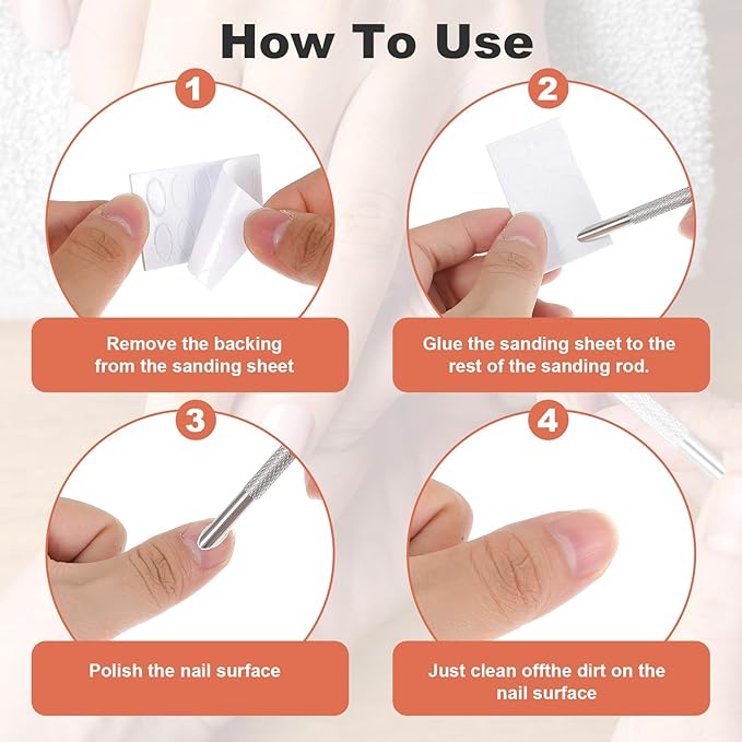 Cuticle Pusher and Cutter Remover, Professional Dual-Ended Stainless Steel Nail Cleaner with 20 Pcs Grit Sandpaper Sheets Nail Care Polish Tool for Manicure Pedicure Nail Art