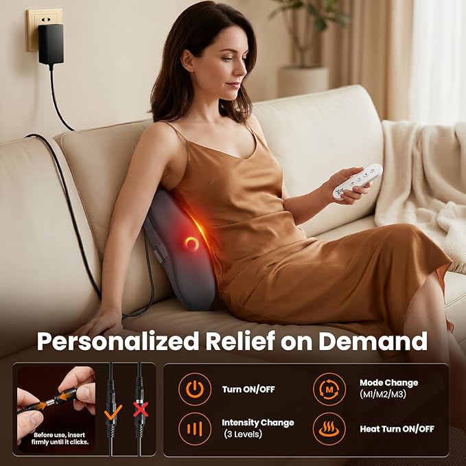 BOB AND BRAD Back Massager with Heat and Remote, EZBack Plus Shiatsu Massage Pillow with 3 Level, Kneading Deep Tissue Massage for Neck, Shoulder, Leg, Upper & Lower Back Pain Relief, FSA Eligible HSA