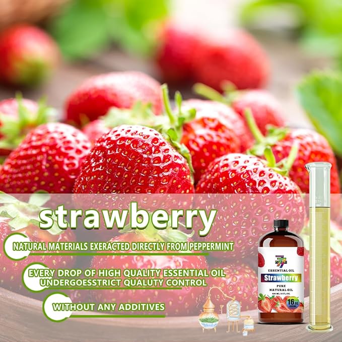 Strawberry Essential Oil - GV77ZF Strawberry Oils for Diffusers, Humidifiers, DIY Candles, Soap, Cleaning, Home, Office, Yoga, Massage, Gifts - 16 fl oz (480 ml)