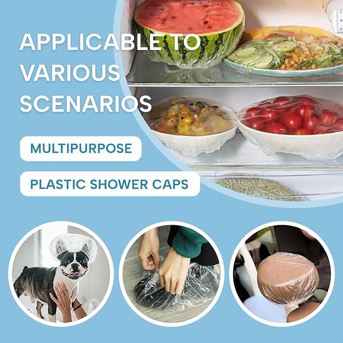 YIZIJIZI 30PCS Disposable Shower Caps, Large Thick Clear Waterproof Shower Cap for Women, large Size 20.5", Home Use, Spa, Hotel and Hair Salon, Clear Shower Caps for Travel