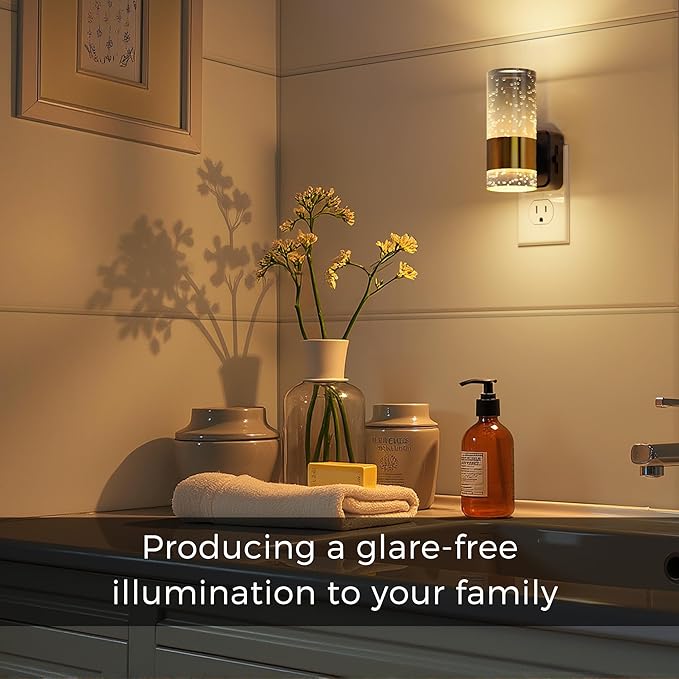 L LOHAS LED Night Lights Plug into Wall, Acrylic Night Light,Dimmable Nightlight with 0-100 LM Adjustable Brightness, 3000K Plug in Night Light with Dusk to Dawn Sensor, for Bathroom Hallway