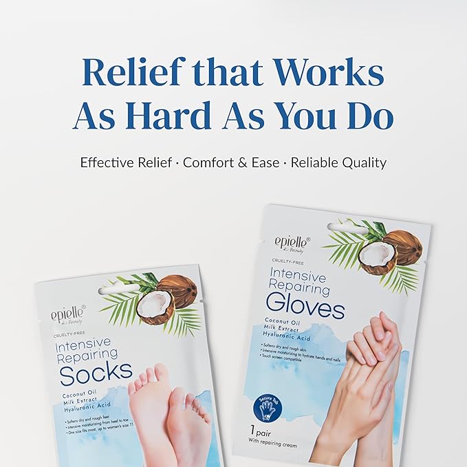 Epielle Intensive Repairing Hand Mask 6 Pairs, Soften with Coconut Oil & Milk Extract, Deep Moisturizing Gloves for Dry, Rough Skin, Self Care Gifts for Women, Spa Kit, Mothers Day Gifts