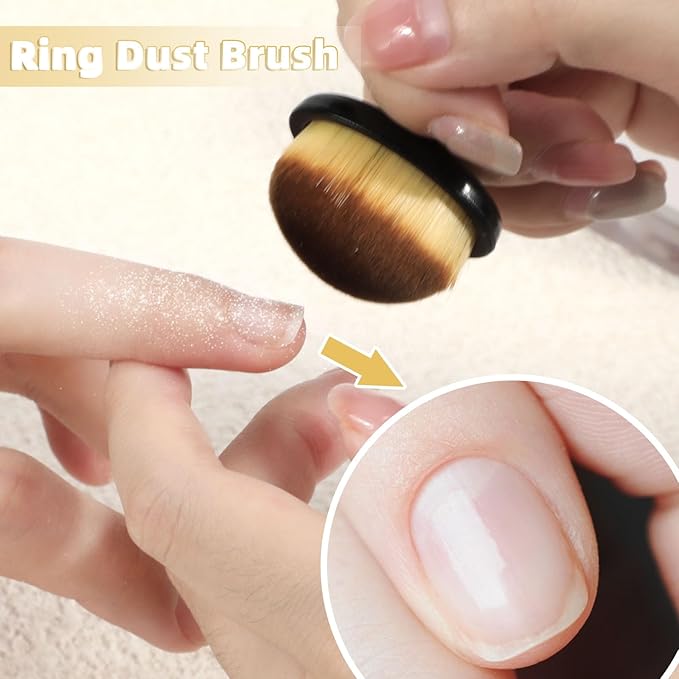 4Packs Nail Dust Cleaning Brush Ring,Soft Brushes for Clean Up Fingernails and Toenails Small Portable Nail Scrubber Brush Nail Duster Tools for Manicure and Pedicure (black and white)