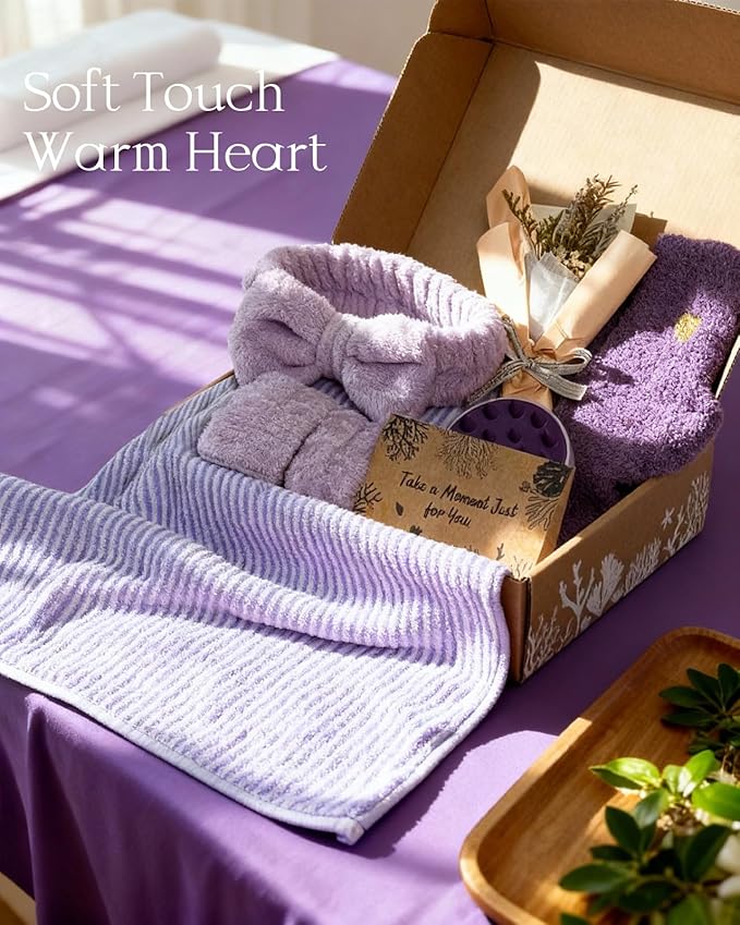 Coralogo Lavender Spa Gift Baskets - Mothers Day Gifts Natural Pampering Spa Set, Self-Care Get Well Soon Basket,Thank You Gifts, Unique 11pcs Gift Set for Women Wife Mom Her Birthday