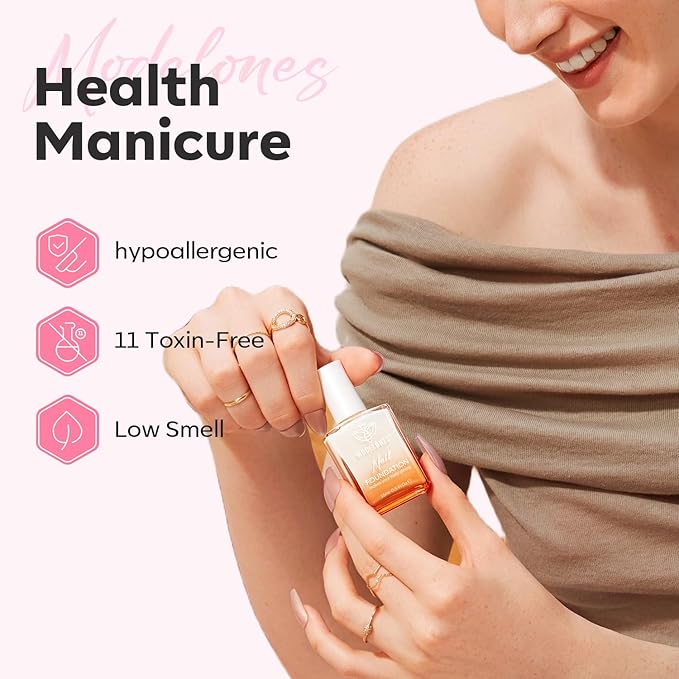 modelones Nail Strengthener Jelly Pink Purple Nail Polish Nail Repair for Damaged Nails Hardener Extra Strong and Growth Natural Concealer Foundation Nail Care Gifts for Women