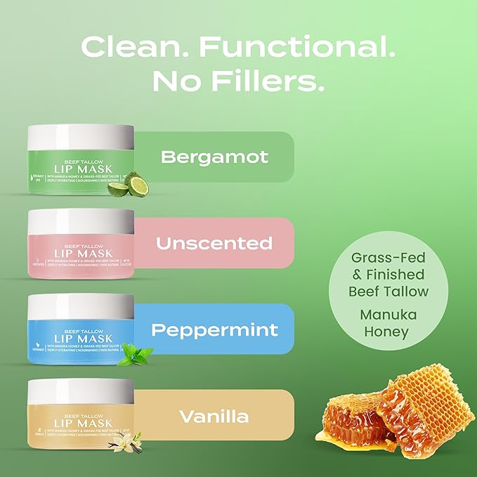 Body Restore Collagen Lip Mask – Mothers Day Gifts for Mom, Hydrating Lip Treatment, Birthday Gifts for Women, Self Care Spa Gifts – Bergamot