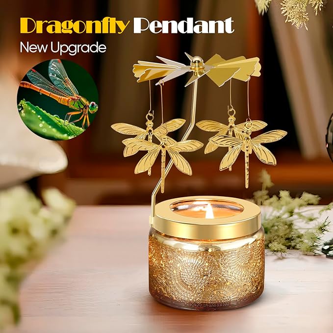 Mothers Day Gifts for Mom, Funny Birthday Gifts for Women, Dragonfly Candle Gift for Mom, Grandma, Rotating Scented Candles for Home Aromatherapy, Ideal Birthday Gift for Wife