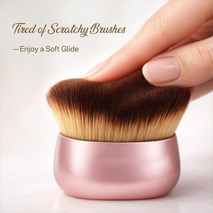 Streak-Free Kabuki Self Tanner Brush, Large Body Makeup Brush,Soft Dense Body Brus h for Self Tanner, Vegan Tanning Brush for Self Tan, Even Coverage, Ideal for Mousse, Lotion & Bronzing Foam, Pink