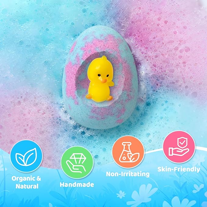Bath Bombs for Kids with Surprise Inside, 16 Pack Easter Kid Bath Bombs Gift Set, Easter Gifts for Kids Bubble Bath Bomb for Boys Girls with Toys Inside, Easter Basket Stuffers & Easter Egg Fillers