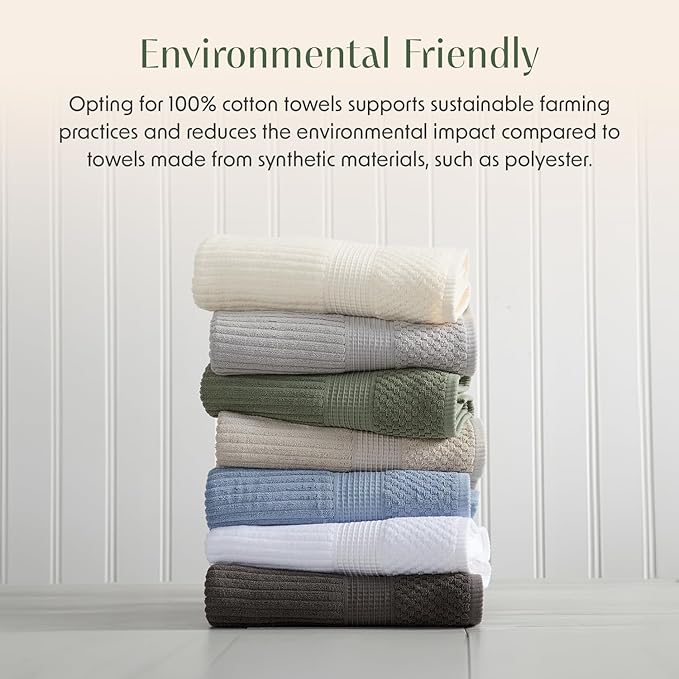 Springtree Home 100% Cotton Bath Towel Set of 4 | Super Soft & Absorbent with Quick-Dry Fibers | 4 Bath Towels |Textured and Durable Cotton | Krista Collection (Beige)