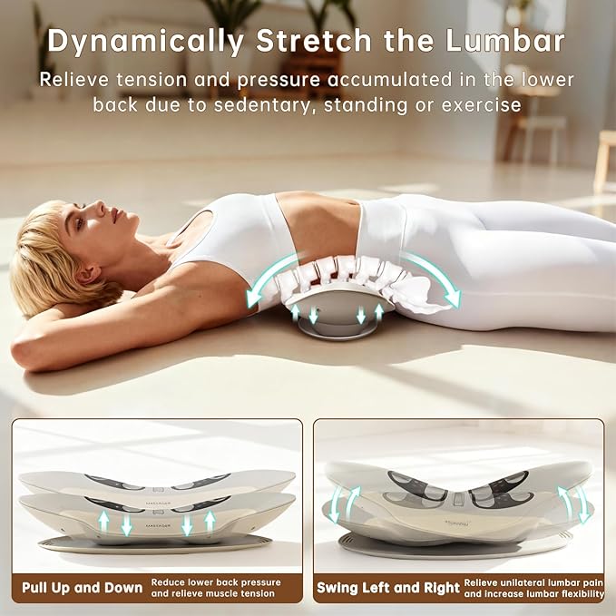 Zenopax Electric Lumbar Traction Device, Multifunctional Back Traction Device with Dynamic Traction, Left-Right Swing, 8-Level Electrotherapy, Vibration Massage, 3-Level Hot Compress
