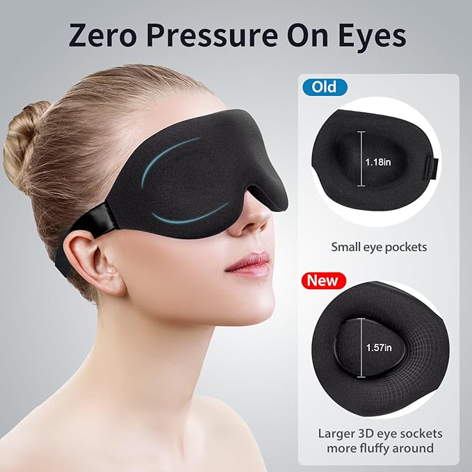 NEWVANGA Sleep Mask for Back and Side Sleeper, Block Out Light, Luxury Sleeping Eye Mask of 3D Night Blindfold, Zero Pressure Breathable Travel Eye Cover Grey