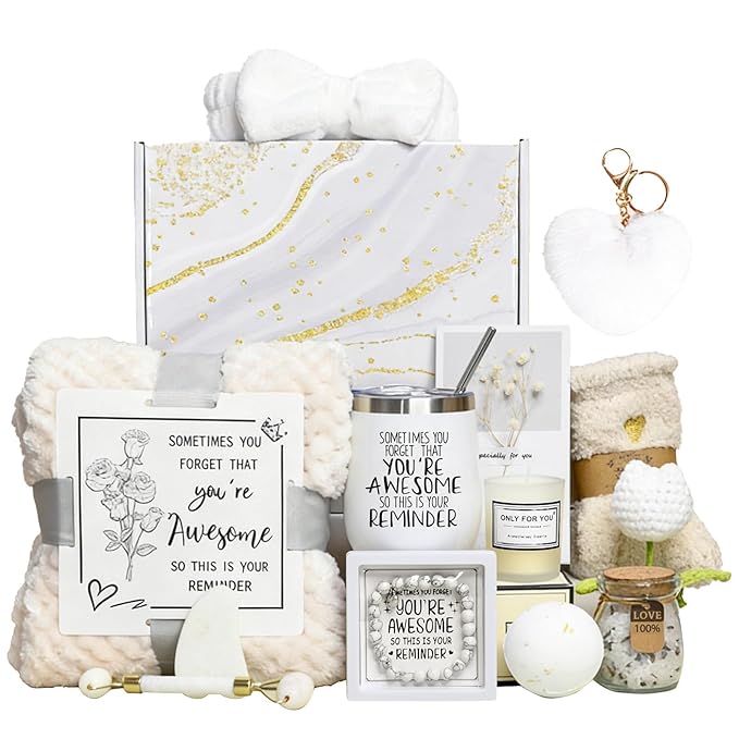 Self Care Gifts Baskets Women, 16PCS Get Well Soon Gift Box Relaxing Spa Set Care Package for Birthday, Valentines Day, Mothers Day, Christmas Gifts for Mom Girlfriend Sister Wife Grandma (Beige)
