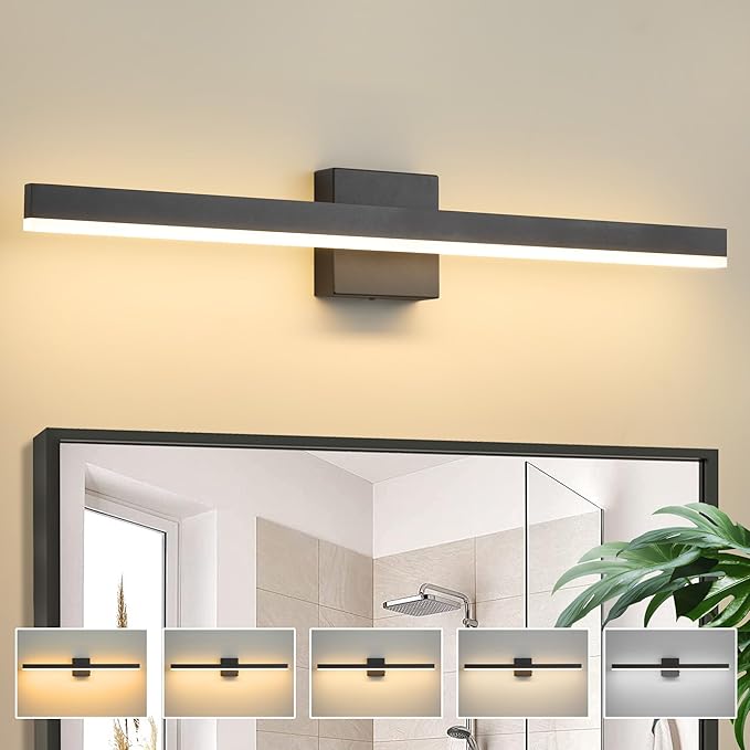 Black Bathroom Vanity Light 31.5 inch, 26W Dimmable 5CCT LED Modern Bathroom Light Fixture Over Mirror - ETL Certificated