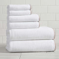 Great Bay Home White/Rosewood Bath Towel Set - Ultra-Soft Cotton, Boho-Chic Border Design - 2 Bath Towels, 2 Hand Towels, 2 Washcloths - Absorbent, Quick-Dry, Lightweight Bathroom Towels